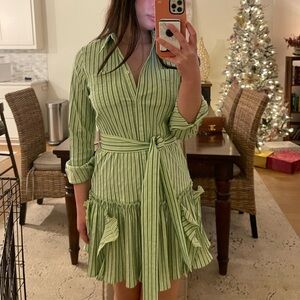 Alexis Green Striped Long Sleeve Dress